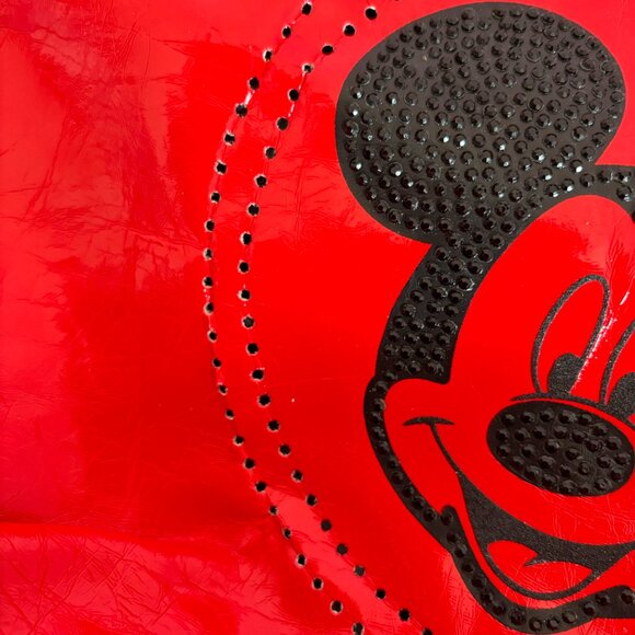 Mickey Mouse Disney Red Bedazzled Red Patent Leather Tote Bag - Picture 6 of 12